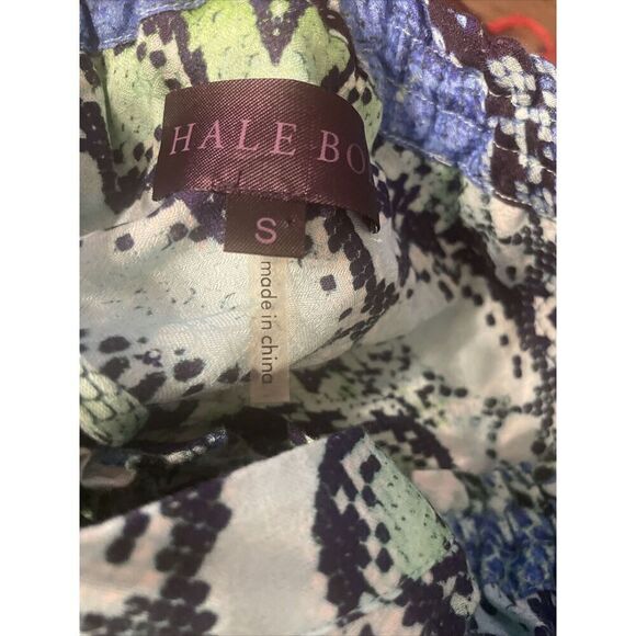 Hale Bob Snakeskin Print Blouse Women’s Small Long‎ Sleeve Popover Blue - Picture 5 of 10